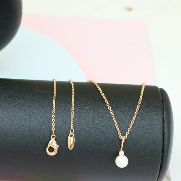 "Elegant Rose Gold Necklace with Pearl Drop and Adjustable Chain, XPNL1875 - Picture 10 of 14